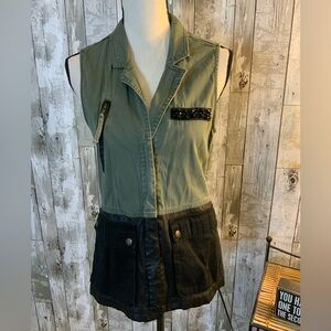 Green and Black Sleeveless Vest